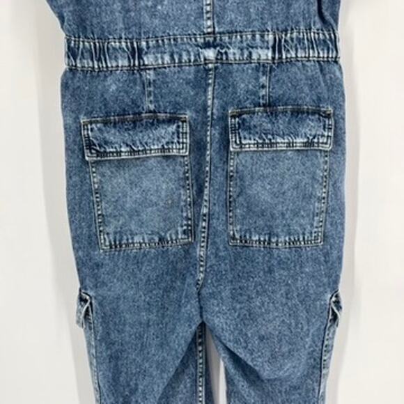 Free People Denim Jumpsuit Large We the Free Cargo Pocket - Picture 7 of 9